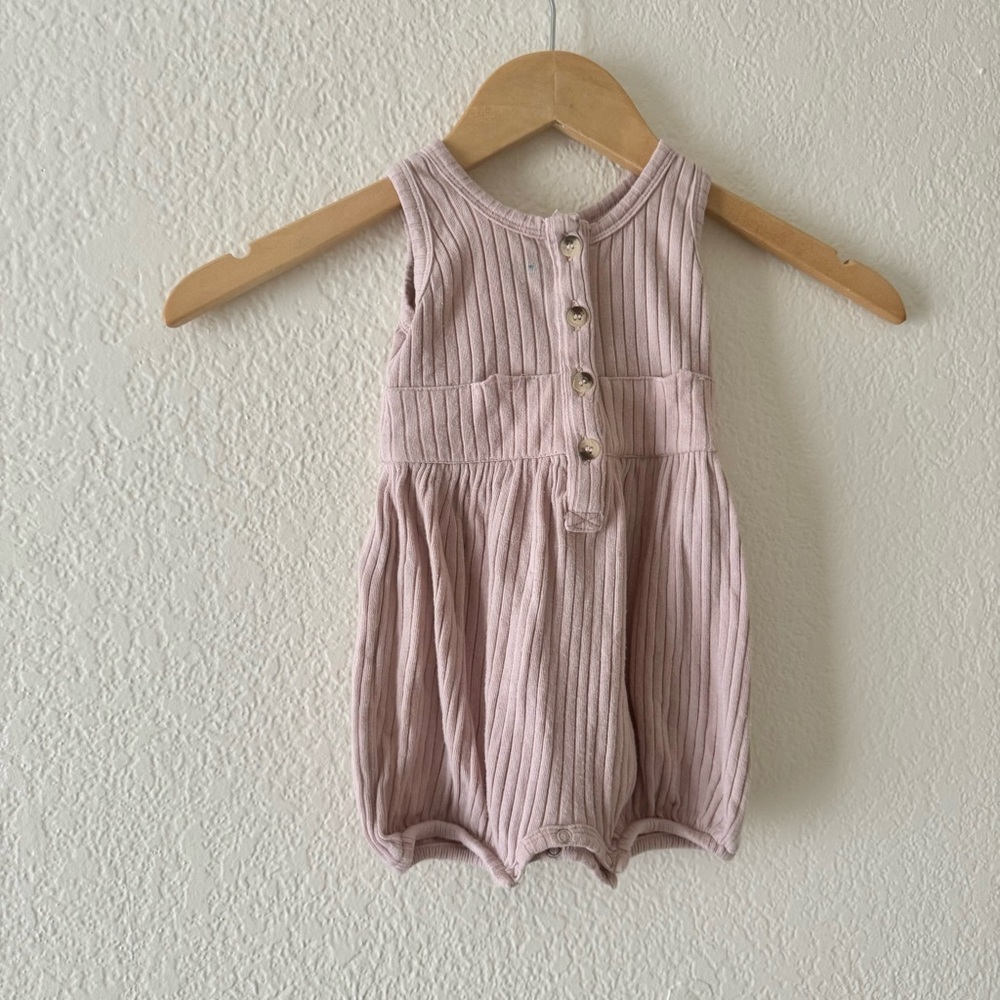 Kate Quinn Baby Pink Ribbed Romper